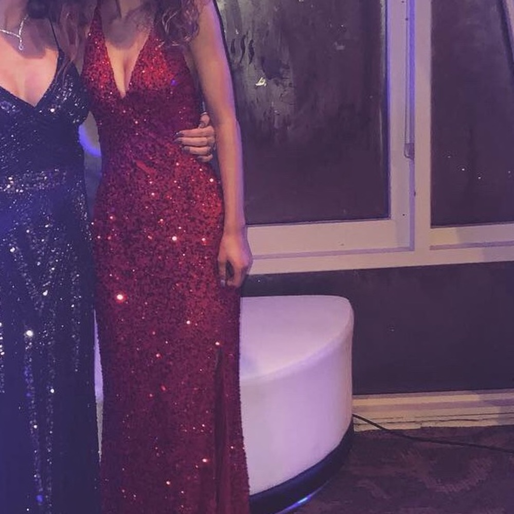 Red Sequin Prom Dress